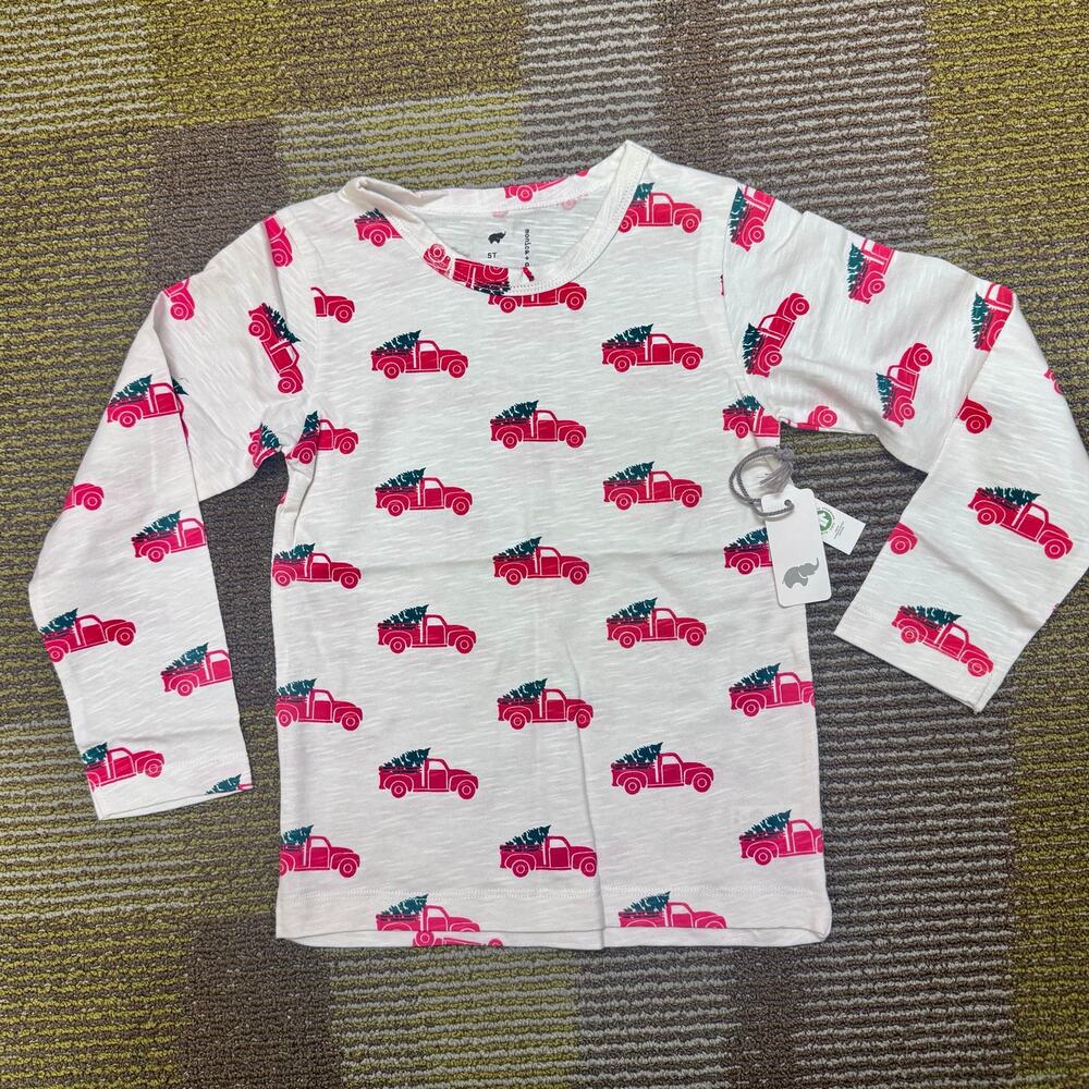 Longsleeve Shirt Christmas Tree Truck Holiday Organic Cotton Monica + Andy Sz 5T